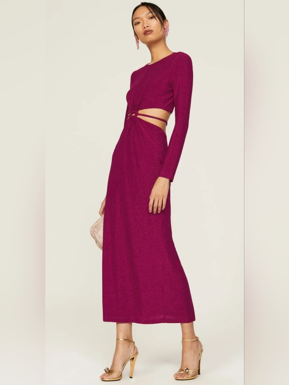 Monique Lhuillier PURPLE METALLIC KNIT DRESS SIZE 2 MSRP $495